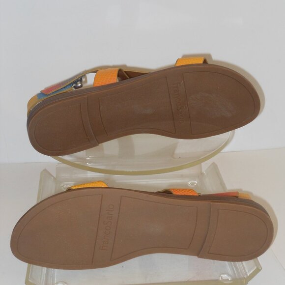 Franco Sarto Gold and Red Sandals Elegant Strappy Design - Picture 6 of 9